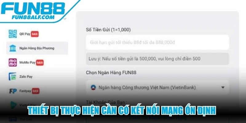 Thiết bị thực hiện cần có kết nối mạng ổn định nhằm bảo đảm tốc độ